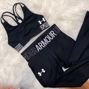 Under Armour Dri fit bra top and Capri legging in youth size Small.